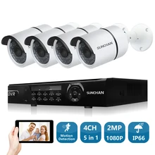 SUNCHAN New 4ch 1080P Full HD DVR 4PCS HD 2.0MP 1080P SONY CMOS Outdoor Security Cameras Video System Home Surveillance System