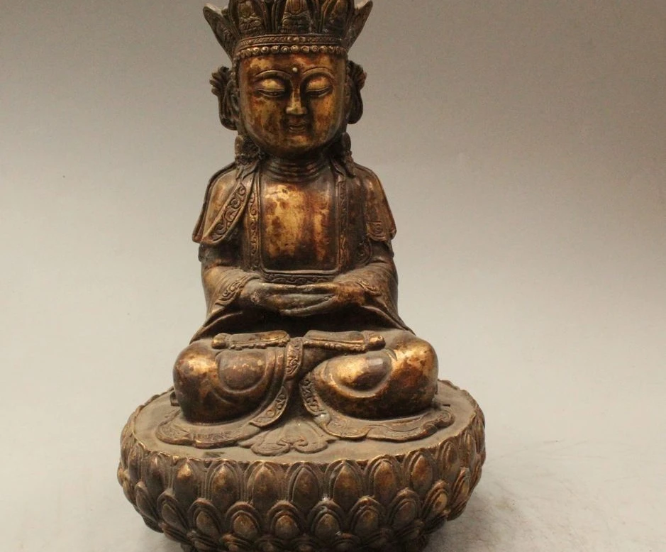 

11" Tibet Temple Bronze Siddhartha Sakyamuni Shakyamuni Amitabha Buddha Statue