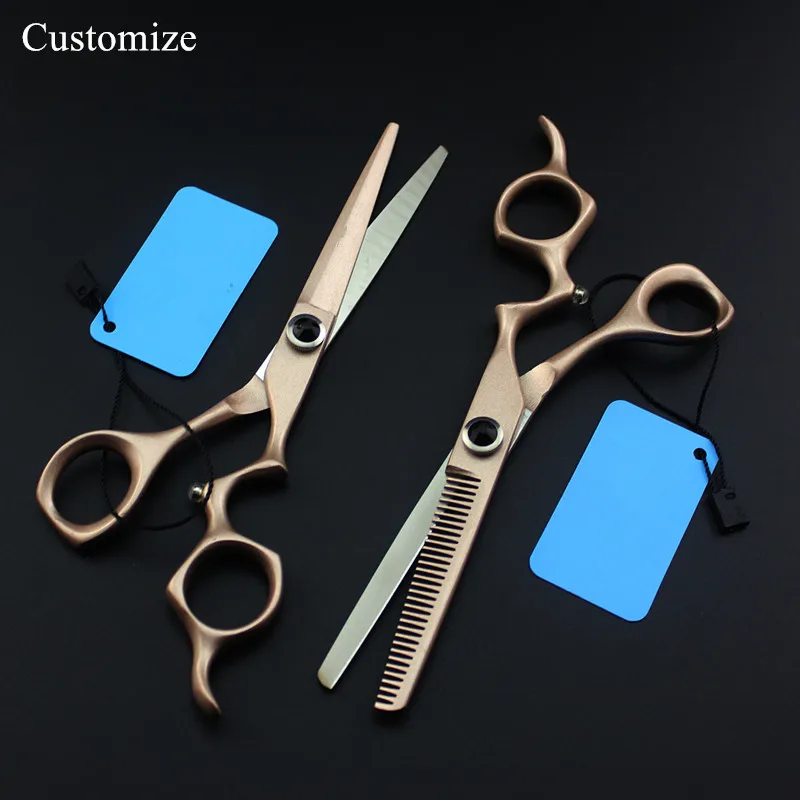 Customize professional japan 6 inch gold gem cut hair salon scissors
