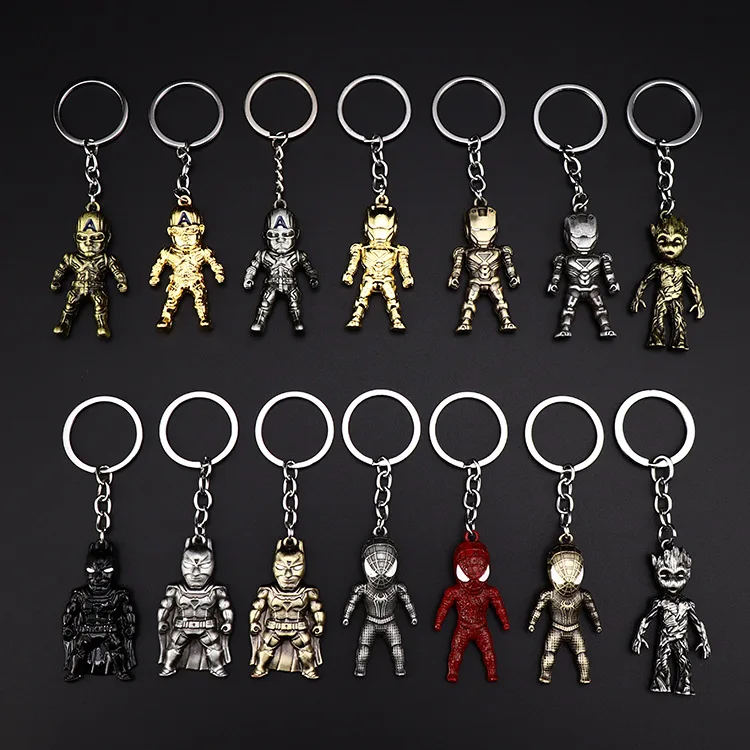 

Avengers Infinity War Iron Man Spider Man Captain America Batman Metal Auto Keychain Key Ring Pendant Gift for Adult Children