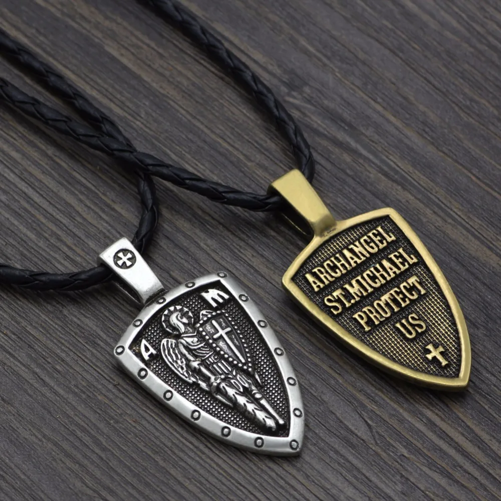 Youe shone ST.MICHAEL ARCHANGEL крест щит молитва медаль амулет узел кулон ожерелье|pendant