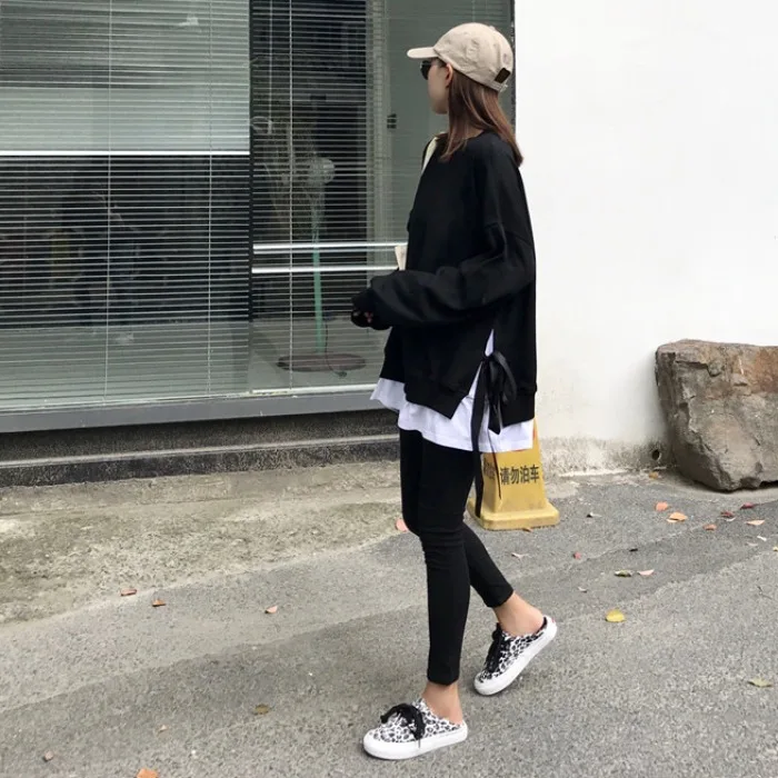 

2019 new fake two-piece female Korean version of the loose wild student split straps jacket coat tide