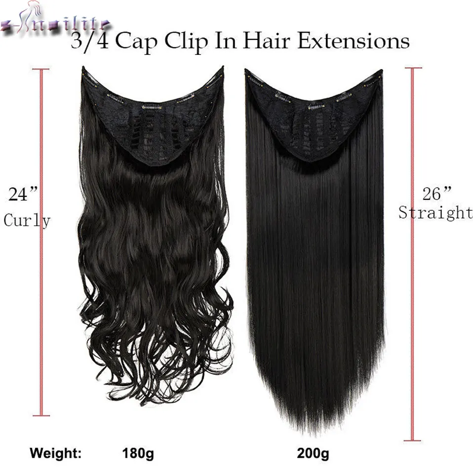 S-nolilite 180-200 г натуральные u-части синтетические волосы для наращивания 7 клипс Ins one piece прямые кудрявые 3/4 на всю голову парик накладные волосы