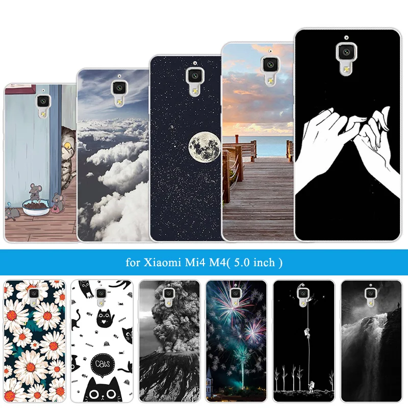 

for Xiaomi Mi4 Soft Case Silicon Black Matte Back Cover 5.0 inch for Xiaomi Mi 4 Funda TPU Phone Bag for Xiaomi M4 Wooden Coque