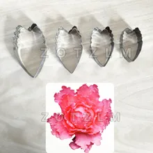 4 штуки в партии Цветочный лепесток пиона Форма Нержавеющая сталь режущие инструменты для печенья, мастики инструменты для украшения торта Кондитерские фрукты форма для выпечки JSM051