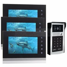 DIYSECUR 7 inch Touch Button Video Door Phone Intercom Doorbell IR Night Vision HD 300000 Pixels Camera 1V3