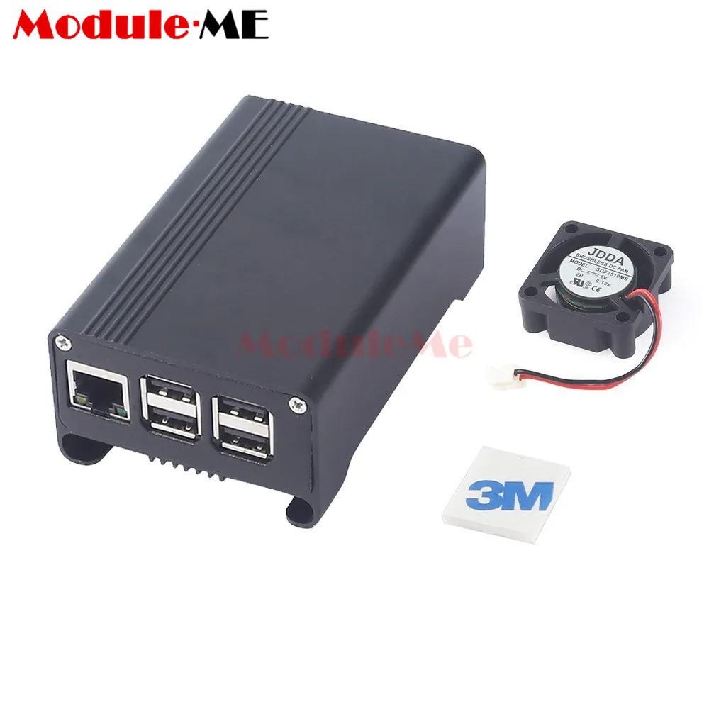 

New Raspberry Pi 3 Case Aluminum Alloy Metal Shell Protective Case With Cooling Fan Black