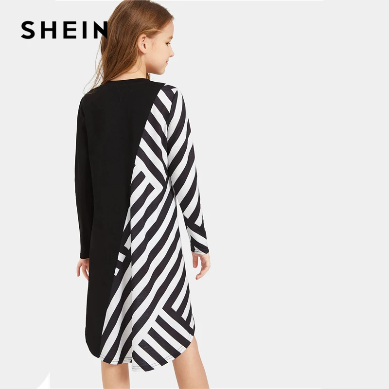 SHEIN كيدي اثنين لهجة مخطط عارضة تونك الفتيات اللباس الأطفال 2019 ملابس علوية بأكمام طويلة للربيع Colorblock اللباس أطفال للبنات الملابس SHEIN كيدي اثنين لهجة مخطط عارضة تونك الفتيات اللباس الأطفال 2019 ملابس علوية بأكمام طويلة للربيع Colorblock اللباس أطفال للبنات الملابس
