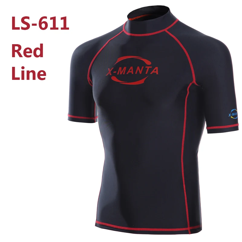 DIVE& SAIL Lycra UPF 50+ рашгарды для мужчин, боди, костюмы, раздельные, для сноркелинга, дайвинга, кожи, анти-УФ, одежда для серфинга, спорта, плавания, одежда - Цвет: RED LINE