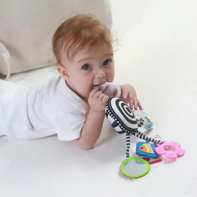 

Cartoon Baby Rattles Toys Bed Stroller Accessory Mobile Hanging Plush Toys for Children Safety Mirror Ring Paper Baby Teether