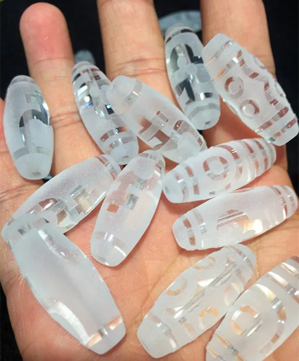 Najtaniej 30mm * 12mm czysta naturalny biały kryształ kamień tybetański Bodhi 1 2 3 5 6 7 8 12 13 15 21 oczy kamień Dzi koraliki diy biżuteria najlepszy oferta