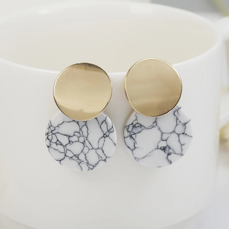 Unique Natural Stone Drop Earrings For Women Bohemia Jewelry Minimalist Restoring Ancient Ways Round Hanging Earrings Geometry