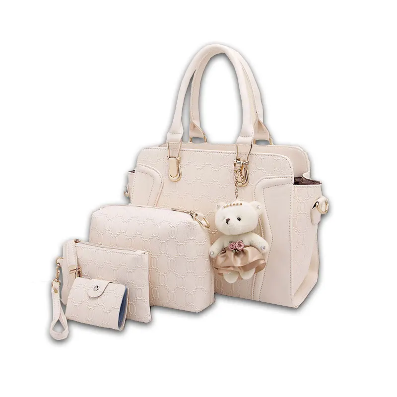 Женские сумки четыре комплекта сумка кожаная сумка 4 штуки сумка - Цвет: beige