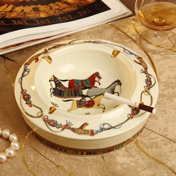 

European luxury high-grade ceramic ashtray round large creative home home decoration ornaments crafts LO9171144