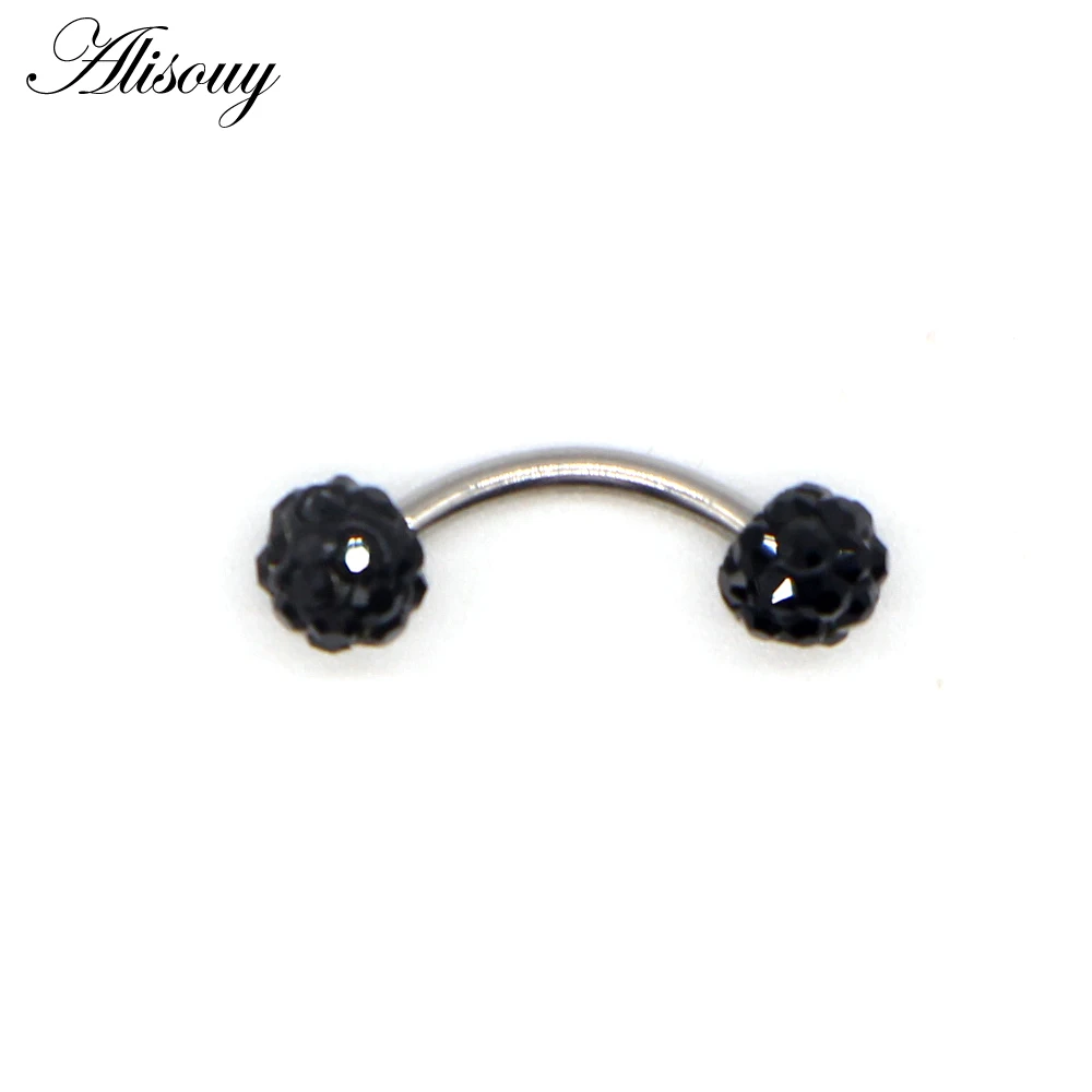Alisouy 1Pc Disco Eyebrow Piercing Industrial Labret Bar Body Jewelry Stainless Steel Helix Piercing Ring Lip Curved Barbells 