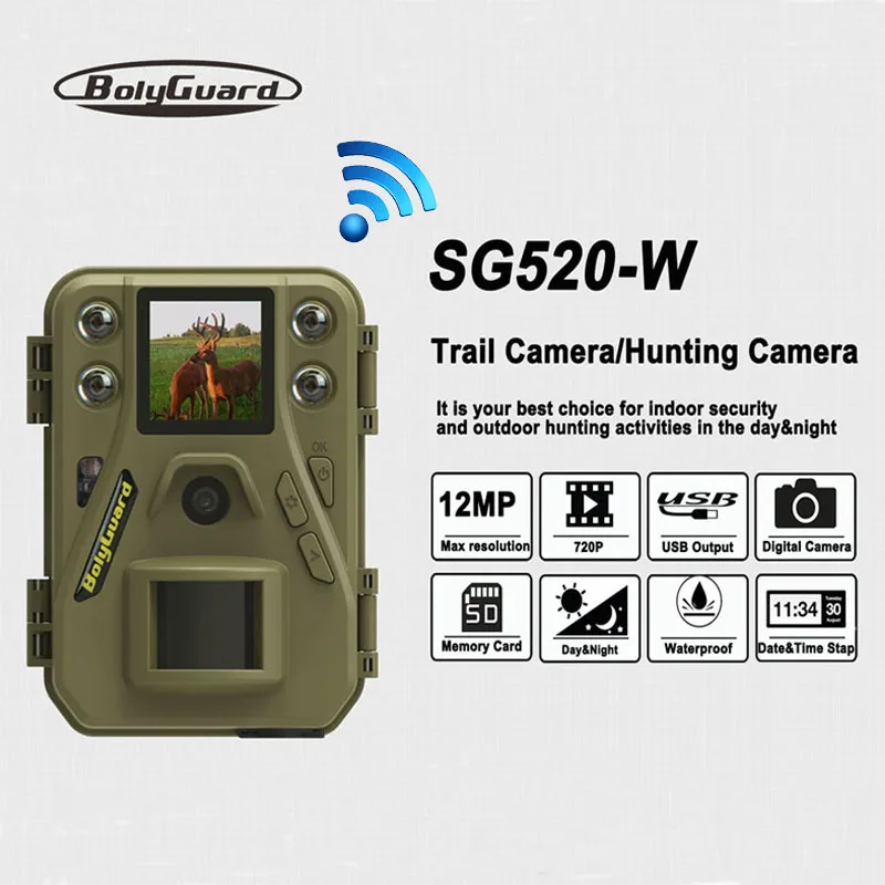 

Bolyguard 720P HD Trail Scouting Wildlife Digital Surveillance Camera IR Night Vision Quick trigger time Hunting Camera SG520-W