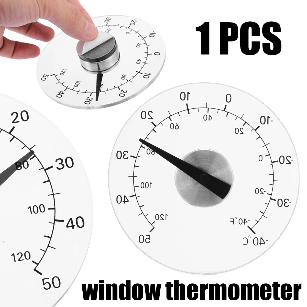 New 1Pc Clear Round Circular Outdoor Window Temperature Thermometer Weather Station Tools