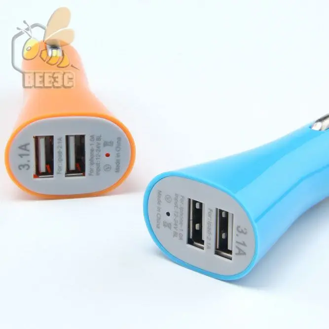 2A HORN TRUMPET CAR charger dual usb FOR apple iphone 6 7 plus 4 4s 5 5s ipod