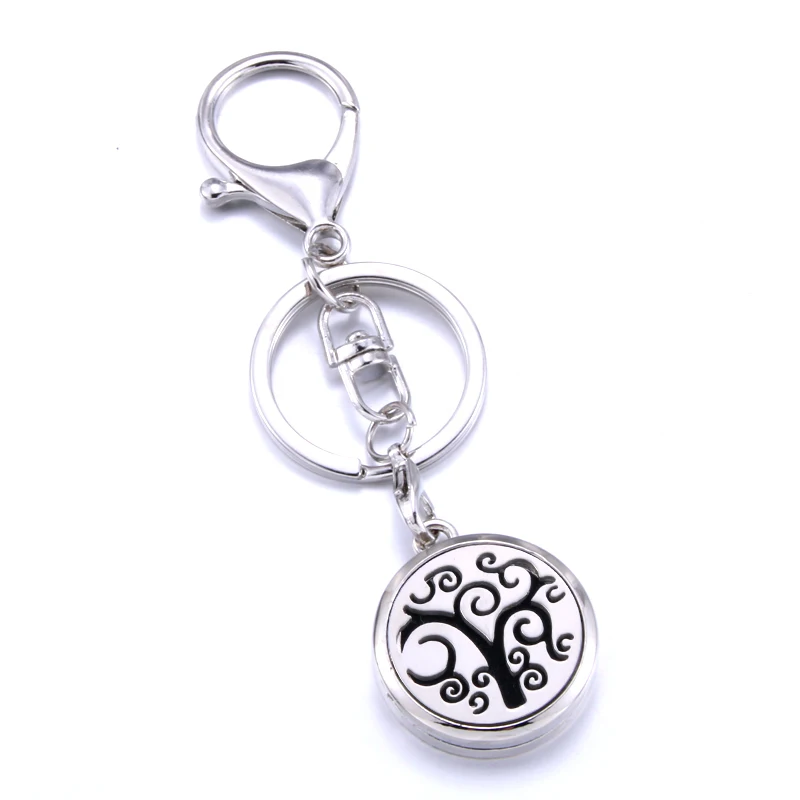 

Tree of Life Aromatherapy Perfume Locket Keychain aroma diffuser car keychain Essential Oil Diffuser key chain pendant Gift