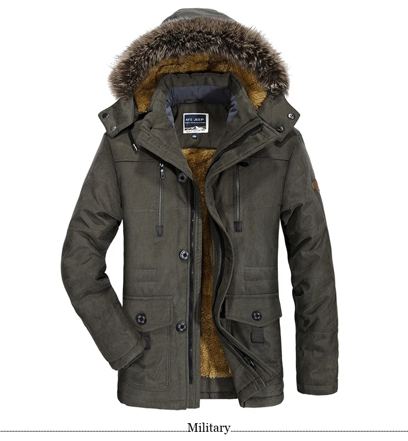 Зимняя мужская куртка, теплая, толстая, с хлопковой подкладкой, черная, военная парка, пальто, верхняя одежда, мужская ветровка, мех, с капюшоном, пальто, одежда