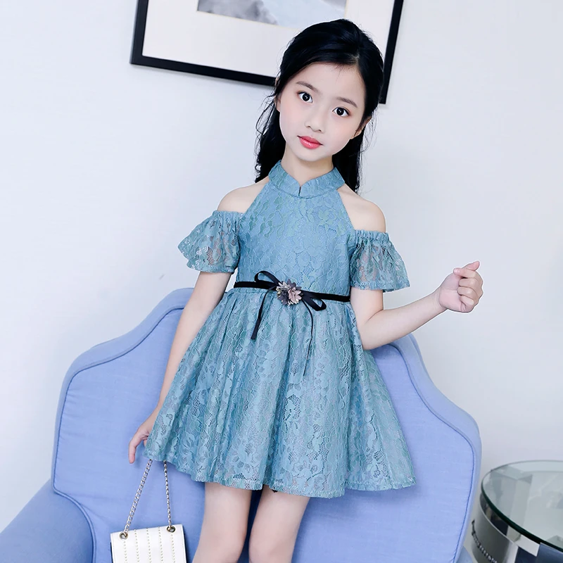 

Girls Lace Dresses Fashion Off Shoulder Flower Birthday Party Costume Cute Baby Kids Clothes Fashion Princess Dresses Vestidos
