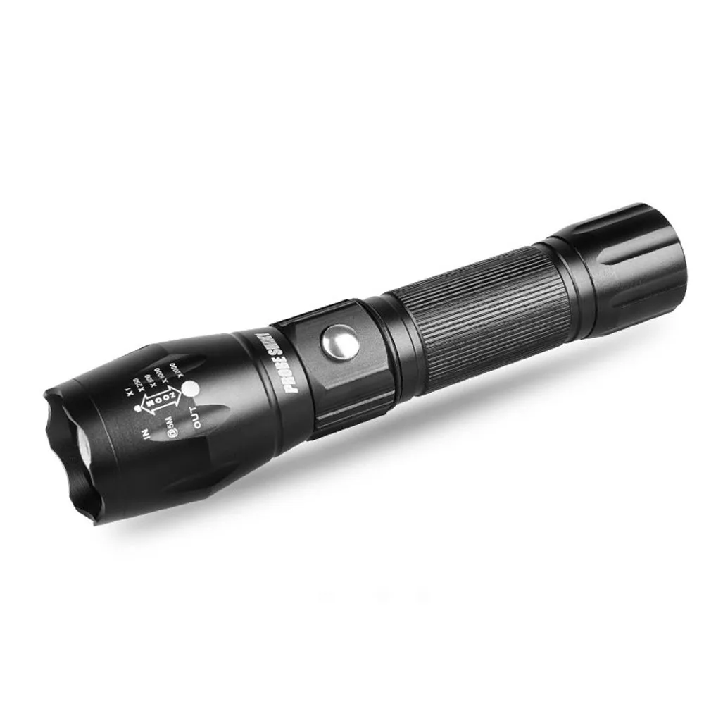 New High Quality X800 Zoomable XML T6 LED Tactical Flashlight+18650