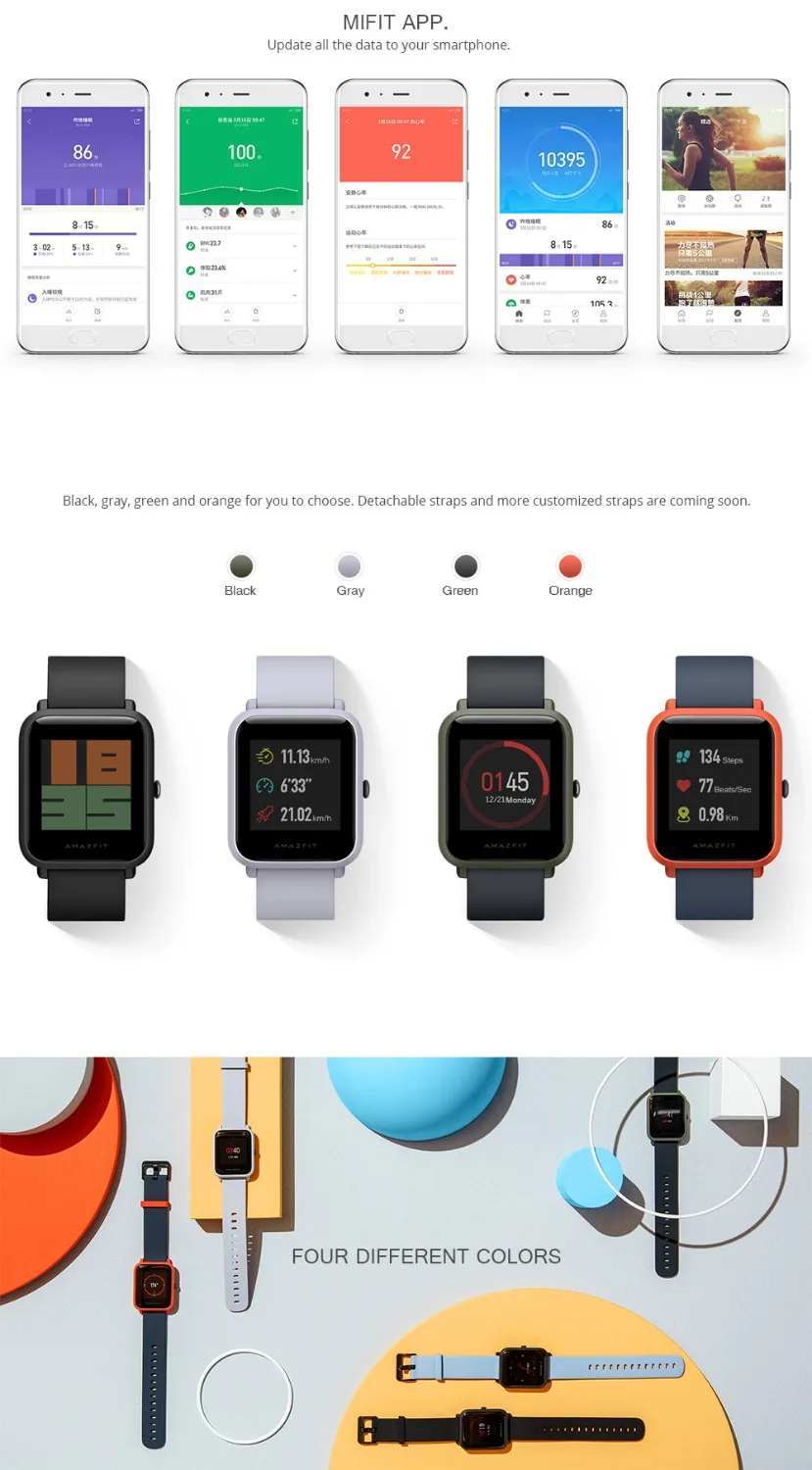 Instock Amazfit Bip Смарт часы GPS 45 Срок службы батареи плавание IP68 Водонепроницаемые