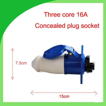 

16A 220V waterproof industrial plug and socket IP44 single phase 3 pin concealed plug socket