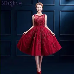 В наличии сексуальное красное короткое платье для выпускного вечера es 2019 Бордовое платье для выпускного вечера без рукавов с аппликацией