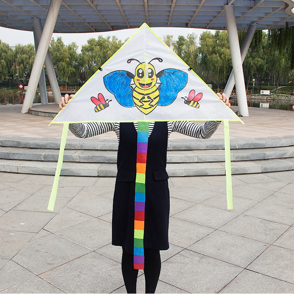 Putih Layang Layang Diy Anak Kite Outdoor Olahraga Menyenangkan Mewarnai Layang Layang Buatan Tangan Putih Segitiga Layang Layang Dengan 30m Layang Layang Aksesoris Aliexpress