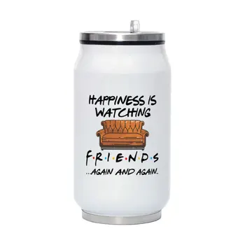 

Happiness is watching tv shows friends Travel Water Bottle 280ML Stainless Steel Coffee Vacuum Flask Portable Mug Y006