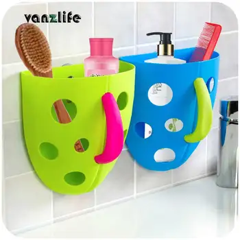 

vanzlife creative sucker bathroom washing plastic container handle drain Basket Storage basket