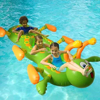 

US Swimming Pool Inflatable PVC inflatable floating row Water three Flamingo Ride-On Pool Toy caterpillar Float inflatable