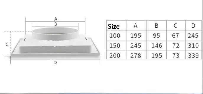 150 мм ABS квадратный рассеиватель Монтажный диаметр регулируемые клапаны розетка кондиционера вентиляции Гриль Крышка