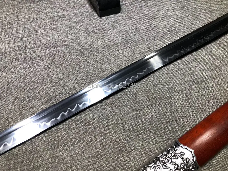 Clay Tempered Super Sharp Chinese Tang Dynasty Saber T10 Steel Full Tang RedWood Saya Handmade Real Dao Sword Katana