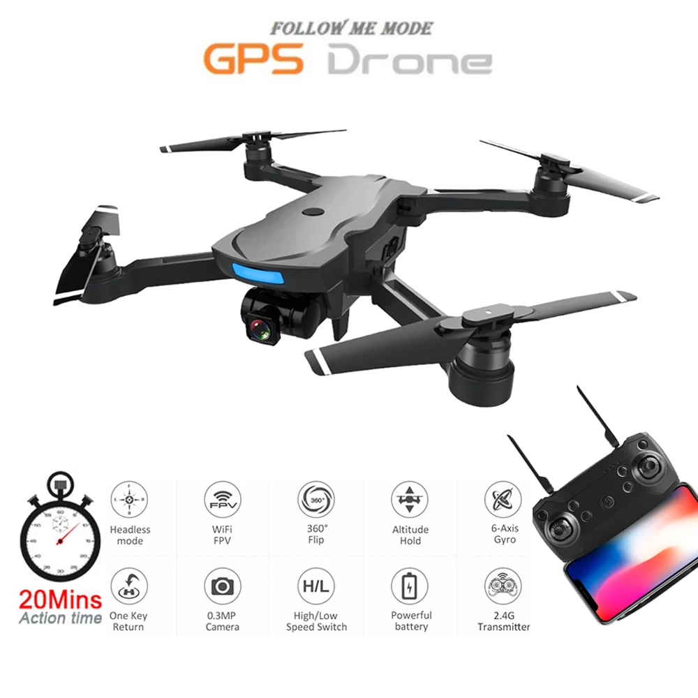 

New Professional GPS Drones with HD Camera Drone Altitude Hold Brushless Motor Quadcopter Foldable Selfie Drone
