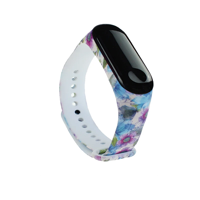 Новинка, лидер продаж, Регулируемый мягкий умный браслет с принтом для спорта, силиконовый ремешок для Xiaomi Mi, 3 сменных браслета - Цвет ремешка: 2