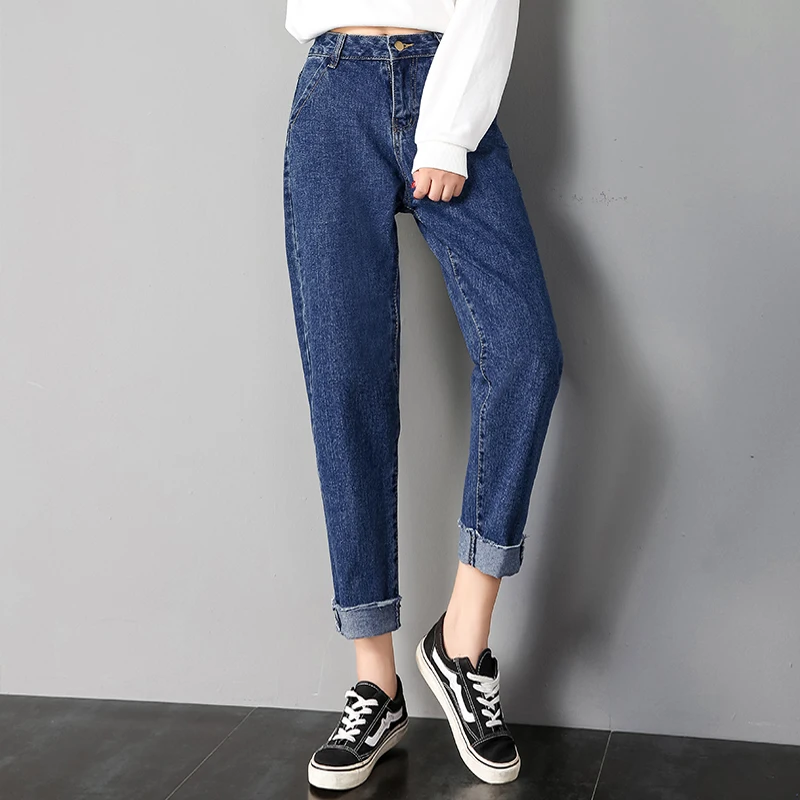

Vintage Ladies Boyfriend Jeans for Women High Waisted Jeans Blue Casual Pencil Trousers Korean Streetwear Denim Pants XL