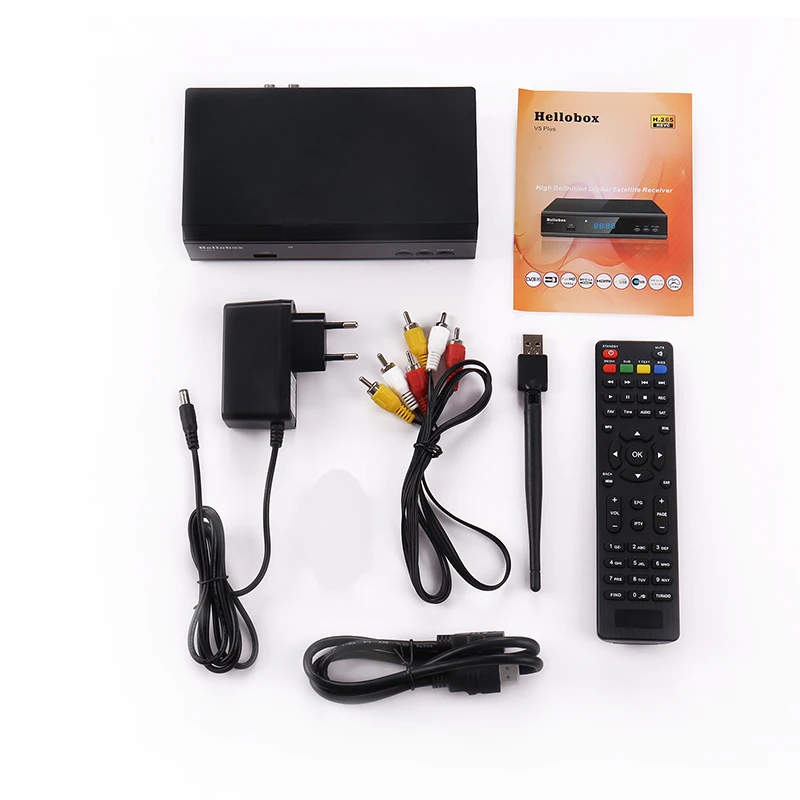Спутниковый ТВ ресивер Hellobox V5 Plus для Cccam H.265 HEVC Full HD DVBS2 PowrVu Biss полностью