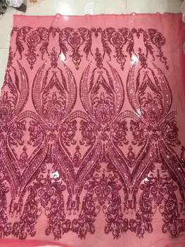 

Hot Selling African Lace Fabric newest 3 color Bridal French Tulle Lace Fabric with sequins Embroidered Nigerian Lace Fabric