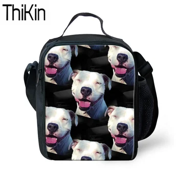 

THIKIN Neoprene Lunch Bag for Kids Waterproof Lunchbag Bull Terrier Printing Lunchbox Children Shoulder Meal Bag Food Storage