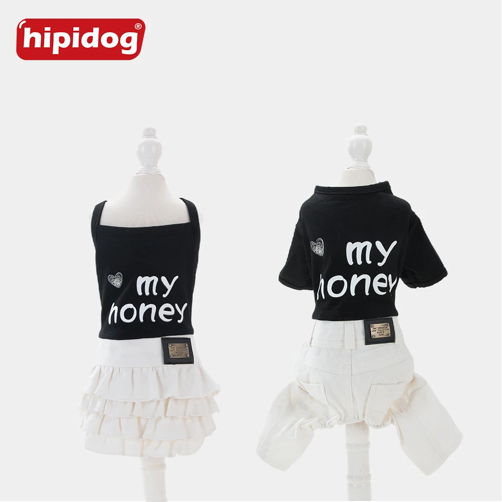 

Hipidog Dog Cat Black and White Camisole Dress Strap Pants Summer Sleeveless Clothes Vest Skirt Jumpsuit For Small Dog Chihuahua