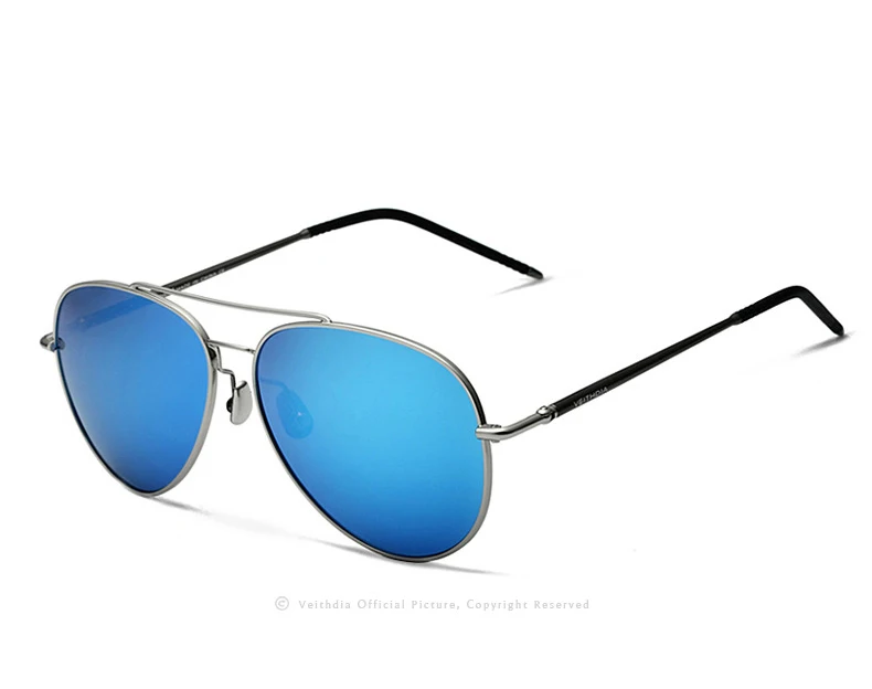 Солнцезащитные очки VEITHDIA, из алюминиево-магниевого сплава с синими поляризационными стеклами и круглыми дужками, для мужчин и женщин, модель 3618 - Цвет линз: Синий