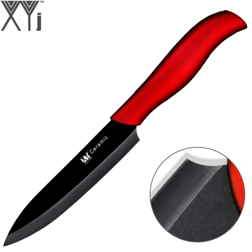 Новогодний набор керамических ножей " для очистки овощей 4" Универсальный " Нож для нарезки Овощечистка черное лезвие+ красная ручка XYj подарок на год кухонный нож