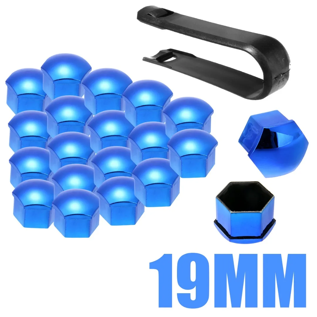 Mayitr 20pcs Car Wheel Nut Caps Auto Hub Screw Cover 17/19/21mm Universal Wheel Nut Bolt Cover Cap+Removal Tool 2 Colors