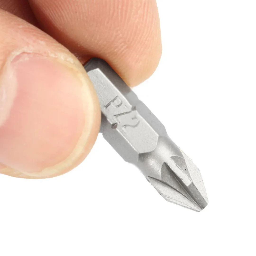 10pcs x Sliver Pozi 2 PZ2 x 25mm Drive Screwdriver Bits Hex Magnetic Power Tools