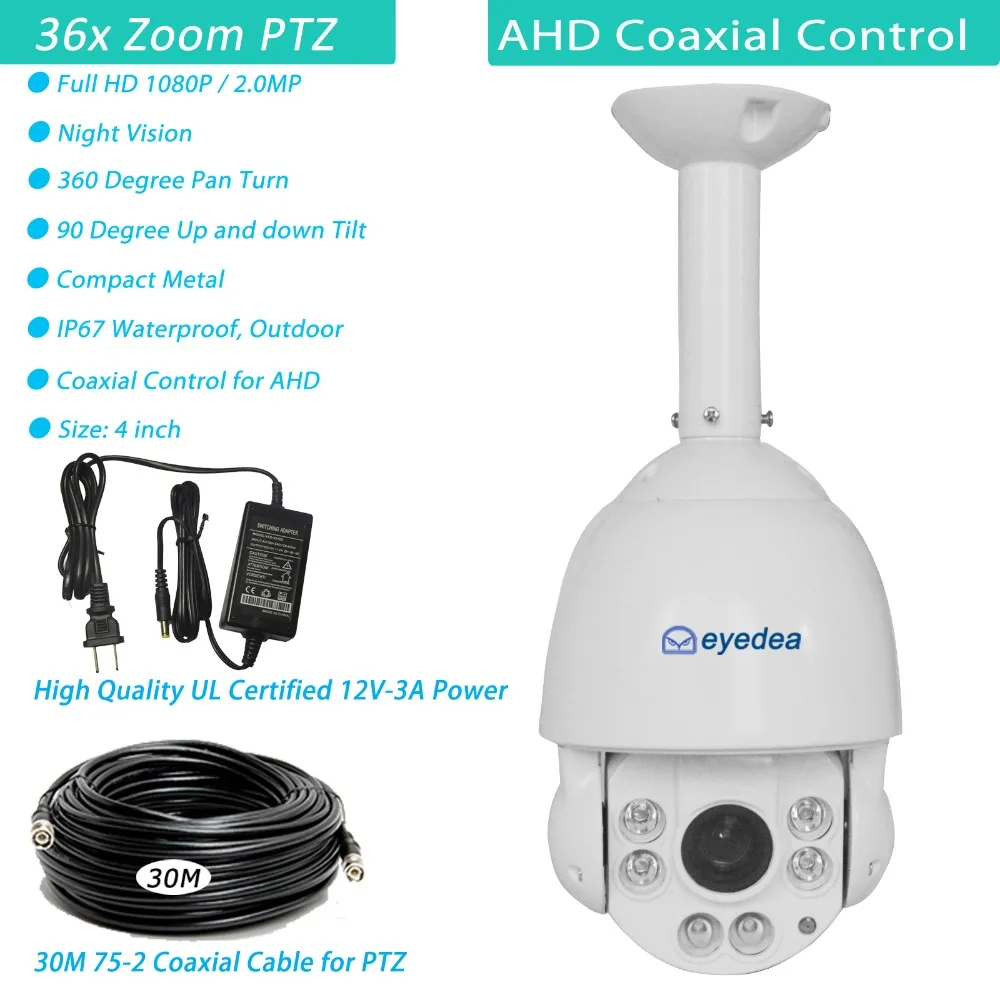 

Eyedea 36x Zoom 1080P 2.0MP Speed Dome 5500TVL AHD PTZ IP66 Waterproof RS485 Night Vision Pan Tilt CCTV Security Camera Ceiling