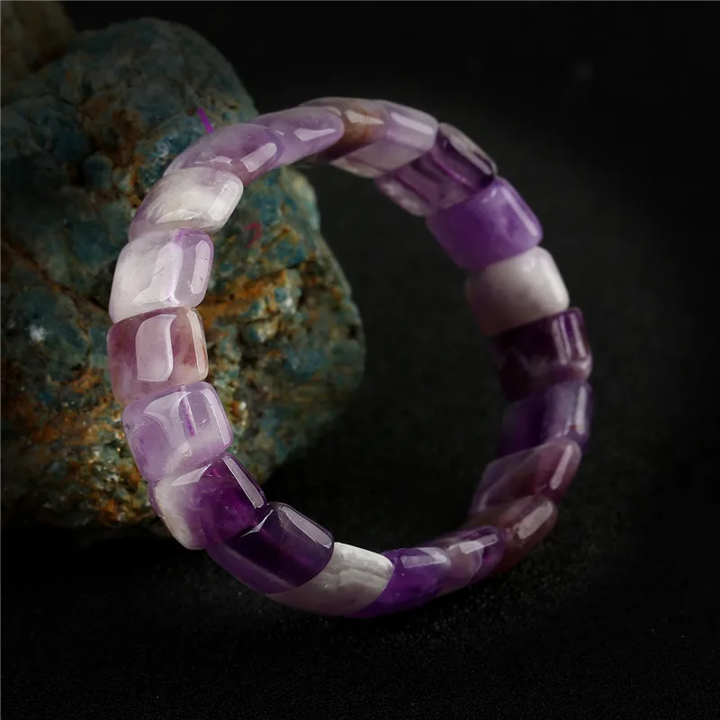K гаджетов фиолетовый аметисты Браслеты браслеты квадратные натуральный камень из бисера браслет чакра Йога Jewelry Bracciale подарки
