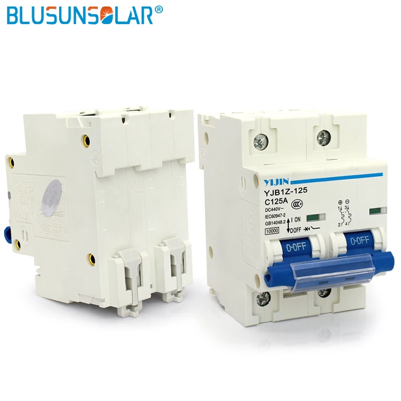 (50 шт./лот) 2P 125A DC440V MCB фотоэлектрический мини DC Автоматический выключатель