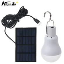 

Albinaly LED Solar lamp 15w 130lm No flicker Solar Energy saving bulb lamp for Camping Tent Fishing Courtyard Emergency lighting